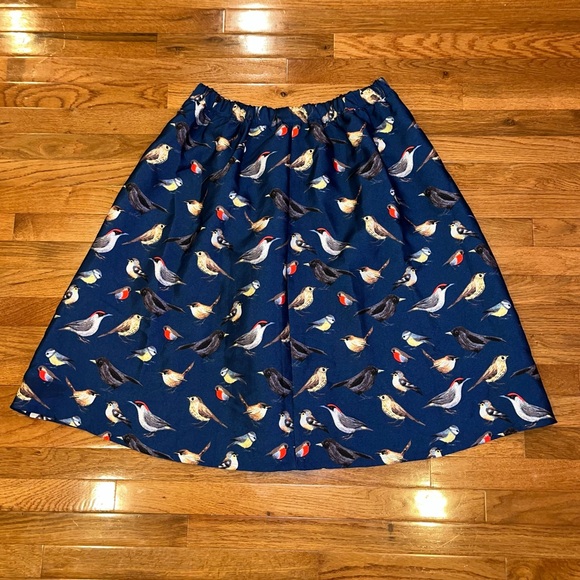 Miss Mny Bird Pattern Women's Flare Elastic Waist Skirt - Picture 2 of 4